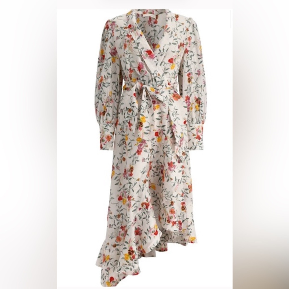 Zimmermann Linen Ruffled Wrap Dress